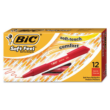 BIC® Soft Feel Ballpoint Pen, Retractable, Medium 1 Mm, Red Ink, Red Barrel, Dozen freeshipping - TVN Wholesale
